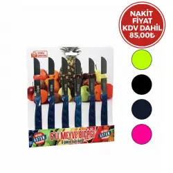 İbico My01 ( 6pcs ) Dişli Meyve Bıçak Takım ( Renkli )*20x6