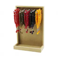 İbico T-600 ( Büyük & 17li & Boncuk İmameli ) Cep Tesbih ( Ahşap Standlı )*100x1