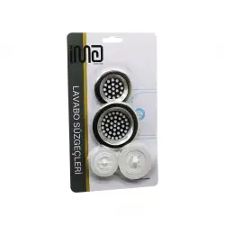 İm@-6391 ( 4pcs ) Lavabo Süzgeç & Tıpa Seti ( 2ad - Metal Süzgeç & 2ad - Plastik Tıpa )*10x30