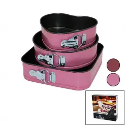 IVORY IVO-EKK02 ( 3PCS ) ( KALP 20CM & YUV.22CM & KARE 24CM ) ( METAL & KELEPÇELİ ) KEK KALIP SETİ*12