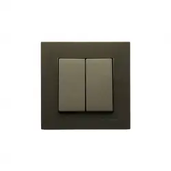 Mutlusan Rita-2220 402 0286 ( Poşetli ) ( Antrasit & Komütatör 2li Anahtar Priz ) Vidalı & Çerçeveli*12x10