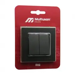 Mutlusan Rita-2220 402 0295( B ) ( Blisterli & Kartlı ) ( Füme & Komütatör & 2li Anahtar Priz ) Vidalı Çerçeveli*12x1