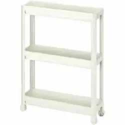 Omaş Slim Tekerli Om-0600-3010-0268 ( 3 ( Derin ) Raflı & Beyaz ) Çok Amaçlı Raf Ünitesi*6