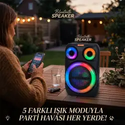 Platoon Pl-4671 ( 8 ) Speaker Hoparlör ( Bluetooth ) ( Wıreless Speaker ) ( 5 Farklı Işıklı ) ( Usb & Bluetooht & Dc 5v )25w*8