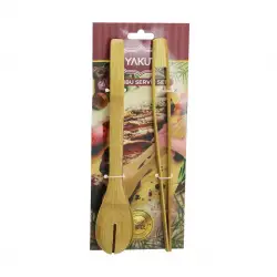 Yakut-10552 ( 2pcs ) Ahşap Bambu Maşa Seti ( İnce Izgara & Kaşıklı Servis Maşa )*120