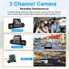 1080p Üçlü Lens Araba Dash Cam Dashcam Ön İç & Arka Hd Araba Dvr 120 ° Açı Döngü Kaydı