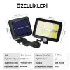 Egonex 120 Cob Led Solar Panel Güneş Enerjili 3 Mod Duvar Lambası