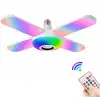 Lamba 4 Kanatlı E27 Duya Takılan Kumandalı Katlanabilir Led Müzik Lamba Işığı Avize Bluetooth Hoparlör