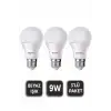 Novo 3’lü Led Ampul 9w Beyaz Işık E27