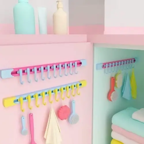 10 Kancalı Raylı Mutfak ve Banyo Düzenleyici Askı 30 cm