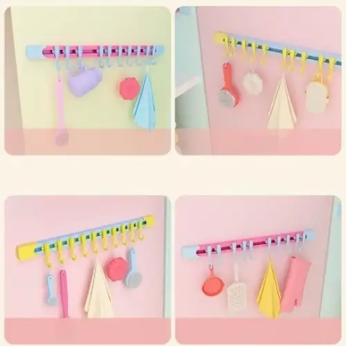 10 Kancalı Raylı Mutfak ve Banyo Düzenleyici Askı 30 cm