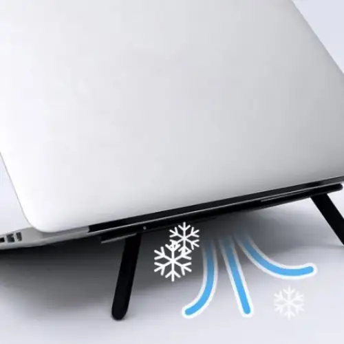 2 Kademeli Katlanabilir ve Yapışkanlı Laptop Standı Siyah