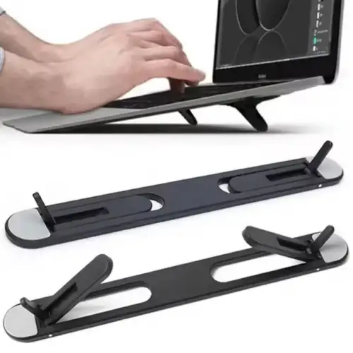 2 Kademeli Katlanabilir ve Yapışkanlı Laptop Standı Siyah