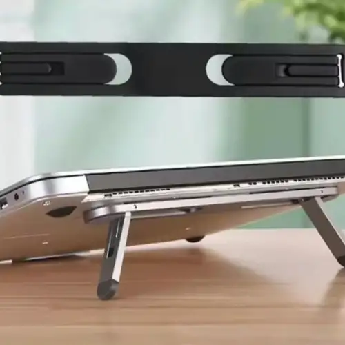 2 Kademeli Katlanabilir ve Yapışkanlı Laptop Standı Siyah