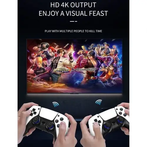 4k Game Tv Stick Android Tv Wifi Kablosuz Çift Kol Game Stick 64gb Hafıza Atari