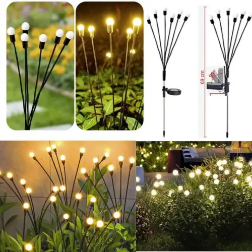 6 Dallı Ateş Böceği Solar Bahçe Lambası 2 Adet