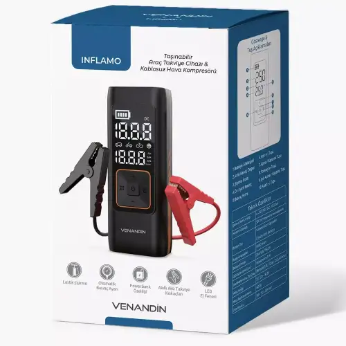 Venandin Inflamo Kompresör Akü Takviye Cihazı 8.000mah