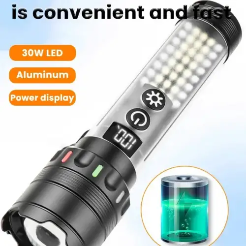 Güçlü Taktik Led El Feneri Paweınuo Sdt53 – 3800lm, 35w, Yan Cob Aydınlatma Ve Type-c Şarj Özelliğine Sahip