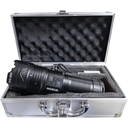 WISON 980 Profesyonel Zoomlu El Feneri | 60W – 7000 Lümen – 13.200 Mah – Type‑c – Metal Gövde