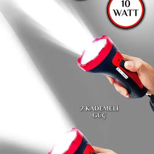 İtalyano Şarjlı 10w Projektör Led El Feneri 2 Mod Aydınlatmalı Uzun Menzil Işıldak Kambur Fener