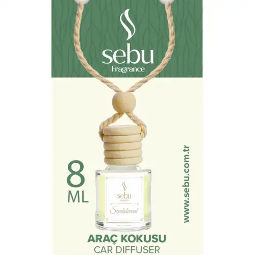 Sebu Fragrance Oto & Araç Kokusu (cam Şişe) (ipli Ahşap Kapak) (8ml) (çilek & Lavanta & B.gül & Sandal & Mango & Okyanus)*24x12
