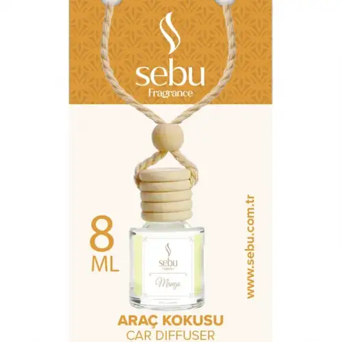 Sebu Fragrance Oto & Araç Kokusu (cam Şişe) (ipli Ahşap Kapak) (8ml) (çilek & Lavanta & B.gül & Sandal & Mango & Okyanus)*24x12
