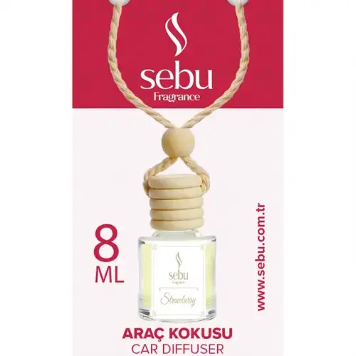 Sebu Fragrance Oto & Araç Kokusu (cam Şişe) (ipli Ahşap Kapak) (8ml) (çilek & Lavanta & B.gül & Sandal & Mango & Okyanus)*24x12