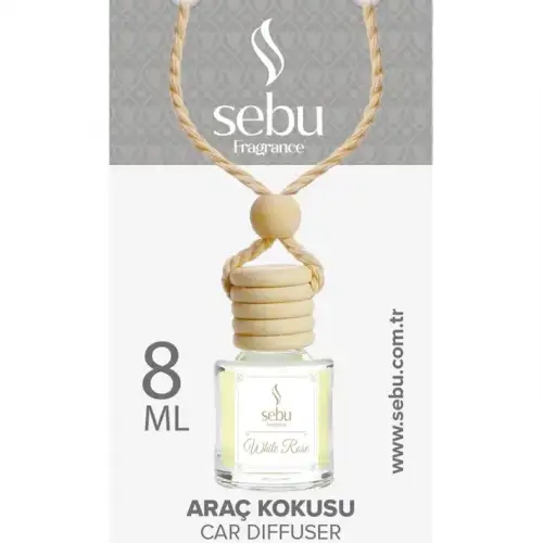 Sebu Fragrance Oto & Araç Kokusu (cam Şişe) (ipli Ahşap Kapak) (8ml) (çilek & Lavanta & B.gül & Sandal & Mango & Okyanus)*24x12
