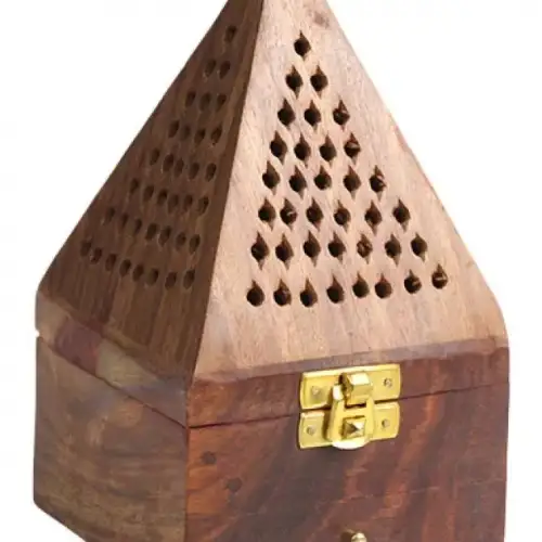 El Yapımı Ahşap Piramit Tütsülük Buhurdanlık – Dekoratif Kule Tütsü Kutusu
