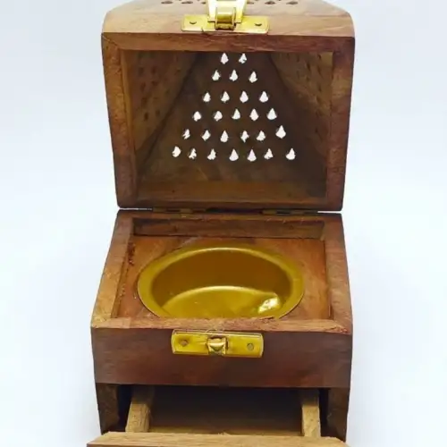 El Yapımı Ahşap Piramit Tütsülük Buhurdanlık – Dekoratif Kule Tütsü Kutusu