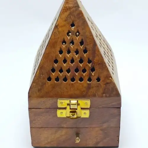 El Yapımı Ahşap Piramit Tütsülük Buhurdanlık – Dekoratif Kule Tütsü Kutusu