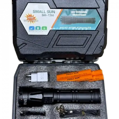 Small Sun Zoomlu Şarjlı El Feneri 60w 6000 Lümen Type-c Şarjlı 2 Km Menzil