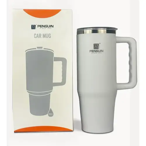 Penguin Termos Pipetli Termos Bardak 900 Ml Paslanmaz Çelik Beyaz