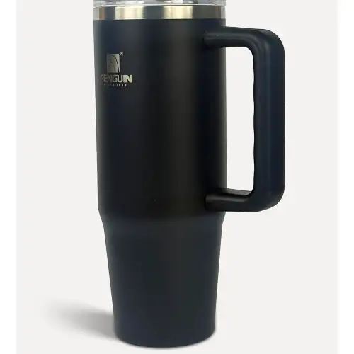 Penguin Termos Pipetli Termos Bardak 900 Ml Paslanmaz Çelik Siyah