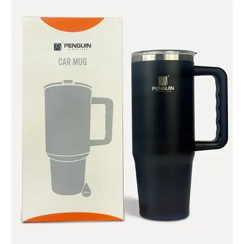 Penguin Termos Pipetli Termos Bardak 900 Ml Paslanmaz Çelik Siyah