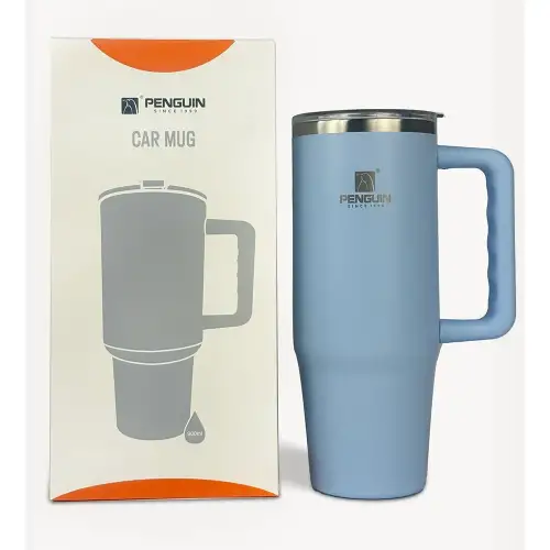 Penguin Termos Pipetli Termos Bardak 900 Ml Paslanmaz Çelik Mavi