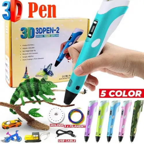 3d Kalem - 3d Pen Baskı Kalemi Yazıcı Printer + 5 Renk Filament