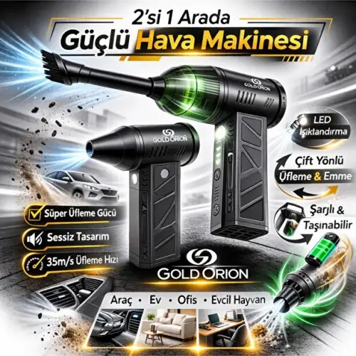 Goldorion Mini Şarjlı Hava Üfleyici ve Vakumlu El Süpürgesi
