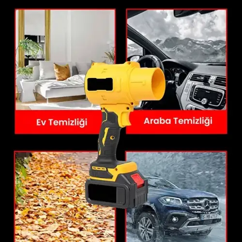 Gold Orion 21V Kablosuz Hava Üfleyici | 32.000RPM Turbo Fan, 12.000mAh Batarya, Bahçe & Araç Kurutma / Sarı