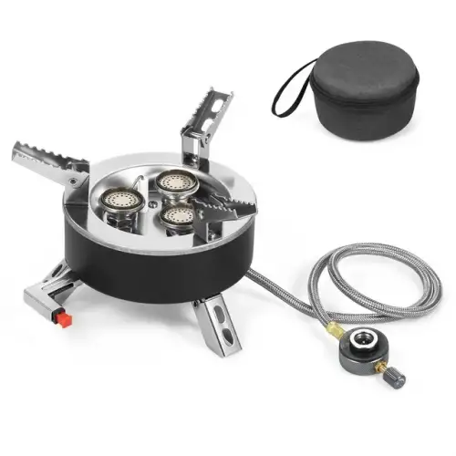 Kamp Gaz Ocağı Katlanabilir 3 Brülörlü Piezo Ateşlemeli Sırt Çantası Ocağı Açık Hava Pişirme Ocağı Kamp, Yürüyüş, Piknik ve Acil Durumlar İçin Ocak