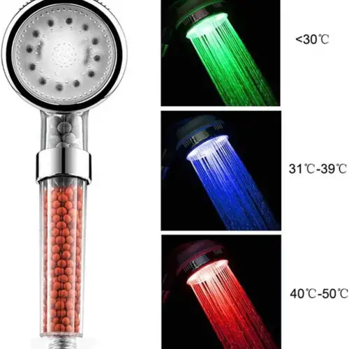 Filtreli LED Duş Başlığı, El Duşu, Renk Değiştiren, Yüksek Basınçlı, Su Tasarruflu El Duşu Başlığı