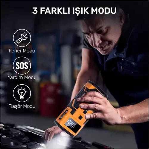 4in1 10.000mAh Akü Takviyeli, Powerbanklı Reflektörlü