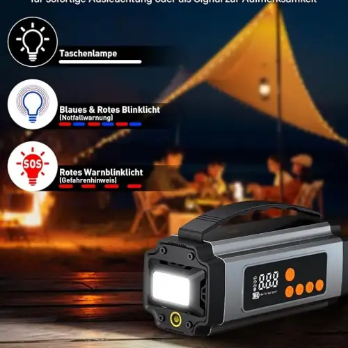 Pro Akü Takviye Şarj Cihazı 10000 Mah Akü Takviye Cihazı Akü Şarj Cihazı Lastik Şişirme Pompası 4in1 Jump Starter