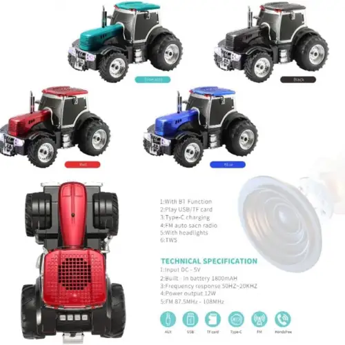 Şarjlı Nostaljik Traktör Tasarımlı Usb/aux Çıkışlı Fm Radyolu Bluetooth Hoparlör Speaker