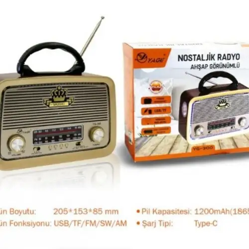 Ahşap Görünümlü Nostaljik Radyo Yage YG-300