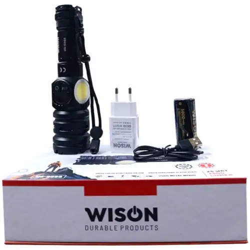Wıson WS-6868 2500 lümen 25 wat 5000 mah Pil Şarj Edilebilir Uzun Menzilli El Feneri