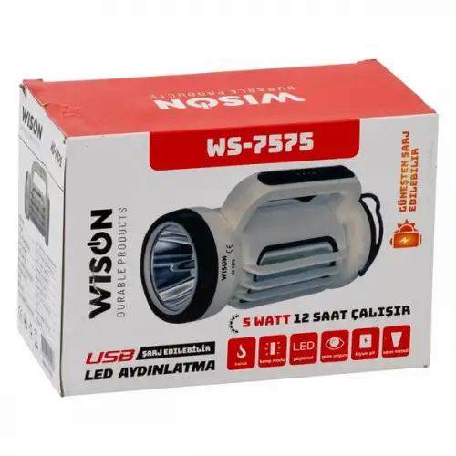 Wıson El Feneri Projektör Şarjlı Solarlı 5W WS-7575