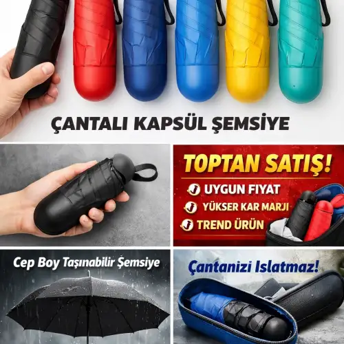 Çantalı Kapsül Şemsiye Toptan