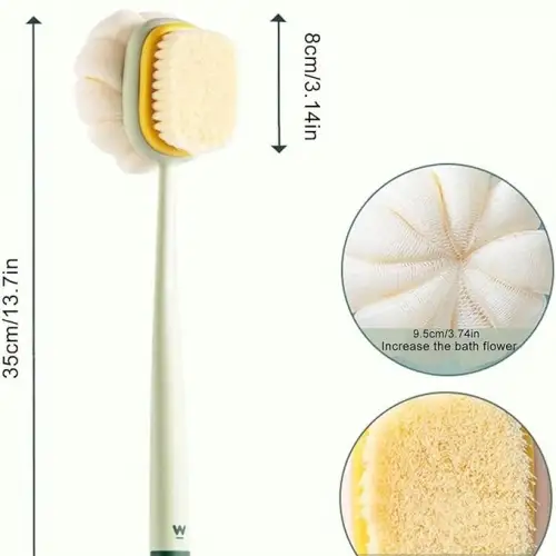 Egonex Çift Taraflı Banyo Duş Vücut Fırçası Yumuşak Uzun Saplı Sırt Kese Masaj Fırçası