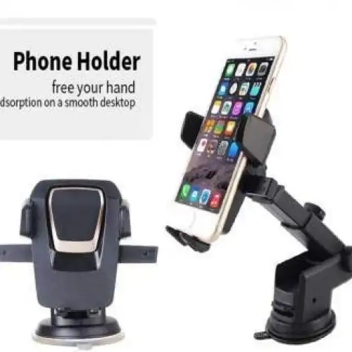 Araç İçi Ayarlanabilir Telefon Tutucu, Evrensel Uzun Kollu, Ön Cam İçin Akıllı Telefonlar İçin - Siyah